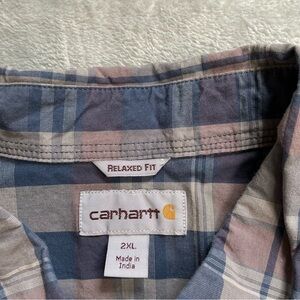 Carhartt Shirt 2XL Mens Relaxed Fit Cotton‎ Plaid Long Sleeve Button Up